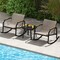 3-Piece Patio Rocking Bistro Set Black & Brown Metal Chairs with Quick-Dry Fabric
